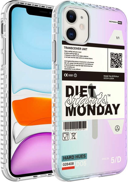 iPhone 11 Uyumlu Airbag Kenarlı Renkli Desenli Silikon Cppl Elegans Kapak-No5