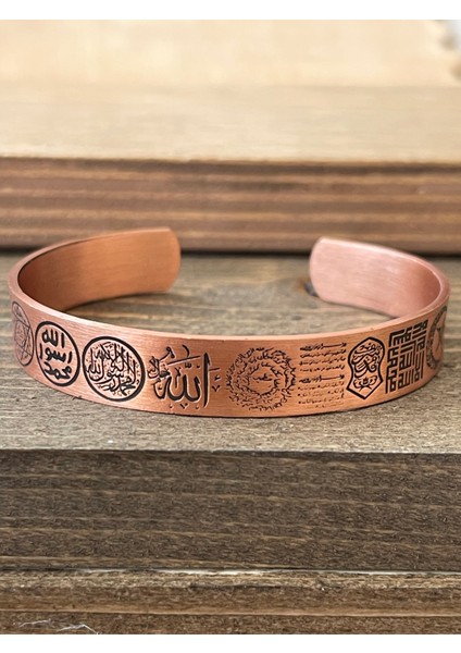 Saf Bakır Bilkeklik Koruma Dualı Şans Rakamlı Koruma Tılsımlı Bakır Bileklik
