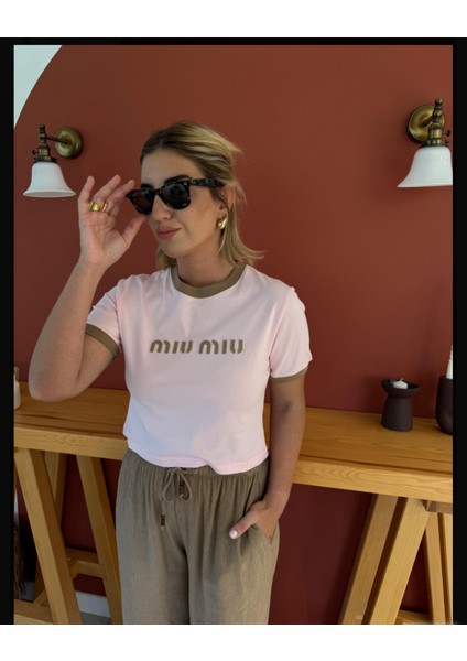 Kadın Pembe %100 Pamuklu Tişört Bluz