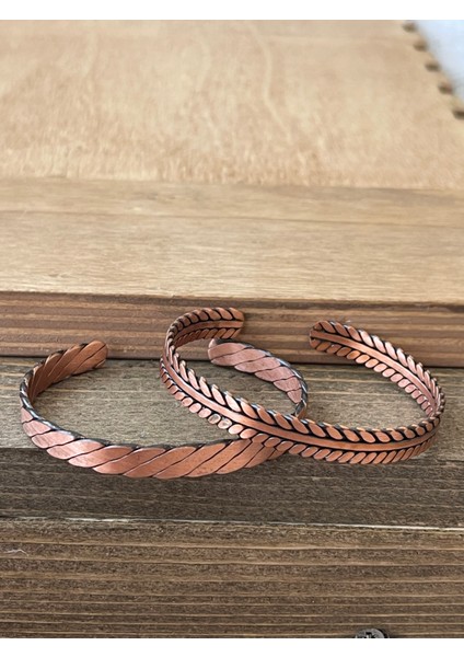 Saf Bakır Bileklik 2li Set Saf Bakır Bileklik Ayarlanabilir Ölçü