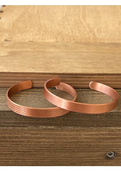 Saf Bakır Bileklik 2li Set Saf Bakır Bileklik Ayarlanabilir Ölçü