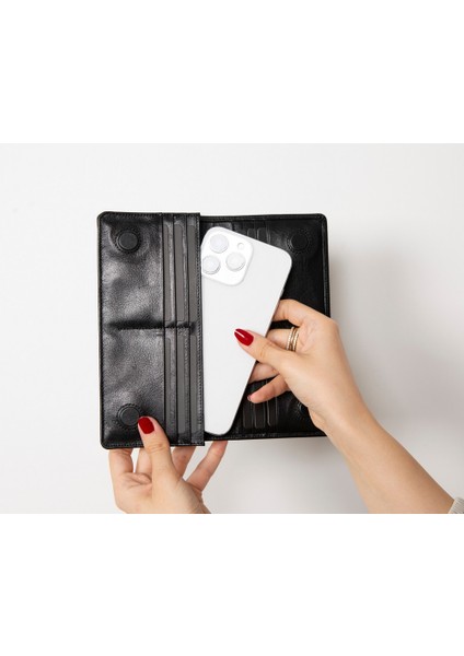 Aura Hakiki Deri, El Yapımı, Telefon Bölmeli, Kadın Cüzdanı, Kömür Siyahı fiyatları