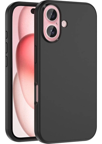 iPhone 16 Kılıf Magsafe Şarj Özellikli Sıvı Teknolojili Silinebilir Sert Cppl Kivi Kapak-Siyah