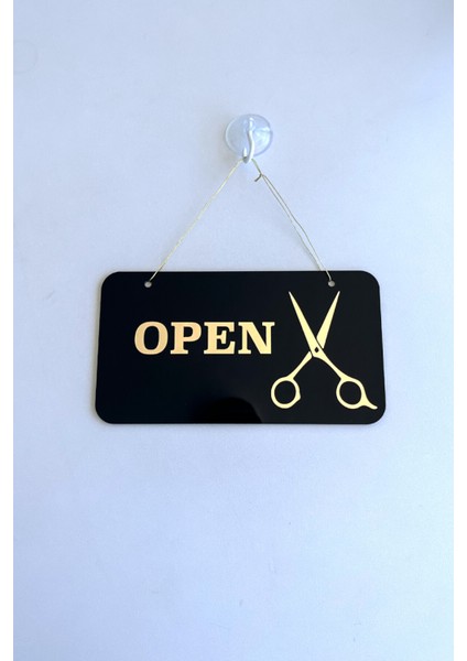 Open / Closed Kapı Tabelası – Makas Figürlü (Berber, Kuaför, Terziler Için) fiyatları