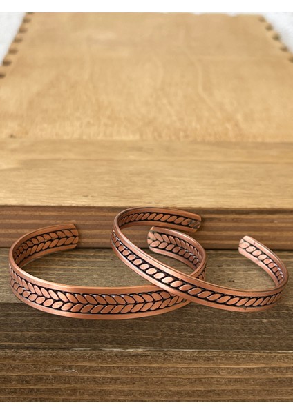 Saf Bakır Bileklik 2li Set Saf Bakır Bileklik Ayarlanabilir Ölçü