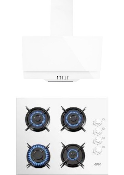 & Afm Tech Fethy Series Beyaz Cam Ankastre Set (Ferre QBL62CB + Fm 3301W + Fm 2201W) fırsatları