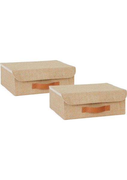 Home Textile 2'li Jüt Kapaklı Kutu Set 30 x 23 x 11 cm