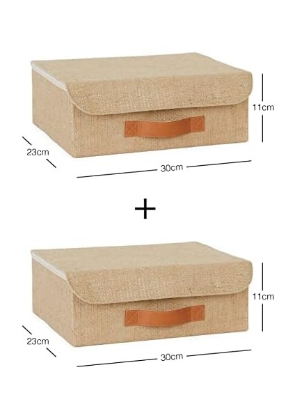 Home Textile 2'li Jüt Kapaklı Kutu Set 30 x 23 x 11 cm modelleri