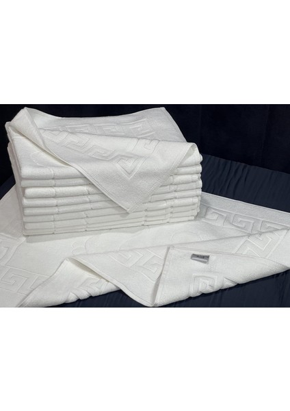 Whıte Home Banyo Paspası, 100% Pamuk, Lüks, Ayak Havlusu, 50 x 70 Cm, 250 Gr/ad (715 Gsm), Beyaz Renk, Otel Paspası, Süper Su Emici, Hızlı Kuruma, Yıkanabilir