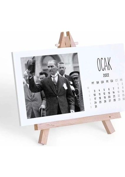 Atatürk Fotoğraflı 2026 Takvim Şövale Masa Takvimi