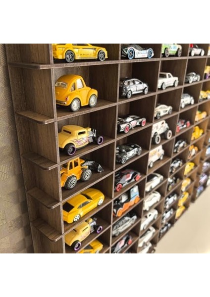 Ölçek Oyuncak Hobi Koleksiyon 100 Araçlık Set Model Oyuncak Araba Rafı-Kahve fiyatları