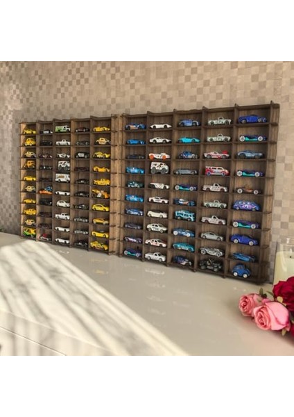 Ölçek Oyuncak Hobi Koleksiyon 100 Araçlık Set Model Oyuncak Araba Rafı-Kahve modelleri