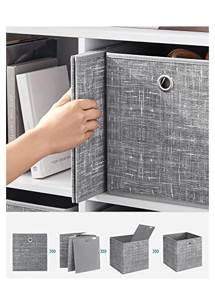 Saklama Kutusu, 6'lı Set, Saplı Dokusuz Kumaş Düzenleme Kutuları, Kutu Saklama, 26 x 26 x 28 Cm, Küp Raf, Katlanır Kutu, Kıyafet Saklama Için, Gri Alacalı RFB026G01 fiyatları