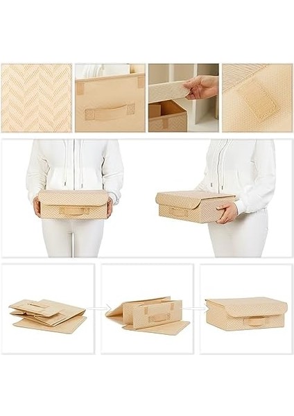 Home Textile 2'li Bej Balıksırtı Kapaklı Kutu Set 30 x 23 x 11 cm fiyatları