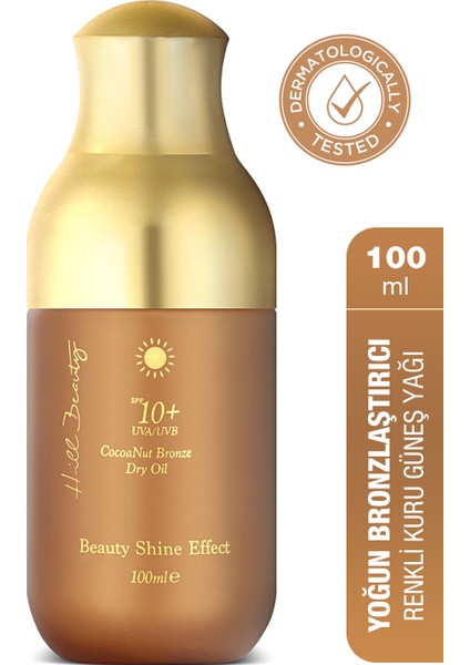 Işıltılı Bronzlaştırıcı Kuru Güneş Yağı E Vitaminli Uva ve Uvb Koruma +10 Spf 100 ml
