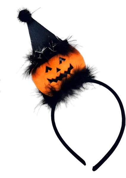 Halloween Taçı Bal Kabağı Ponponlu Şapkalı