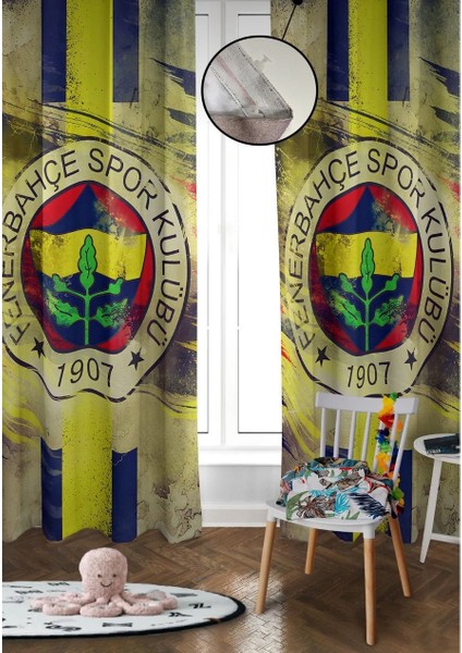 Fenerbahçe ~ Taraftar Desenli Yıkanabilir Fon Perde | 2 Kanat Dijital Baskı