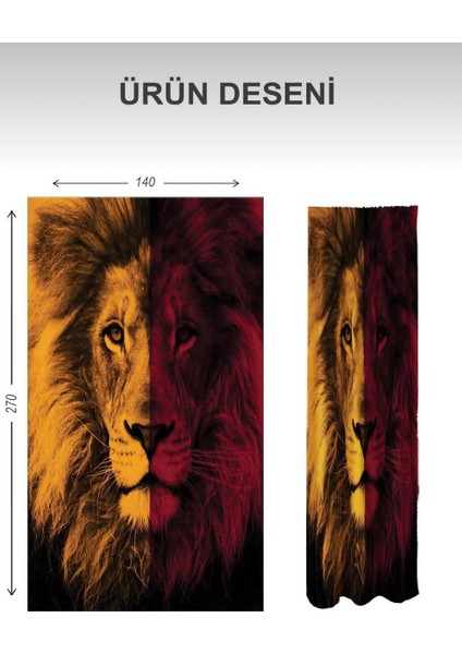 Galatasaray ~ Taraftar Desenli Yıkanabilir Fon Perde | 2 Kanat Dijital Baskı fiyatları