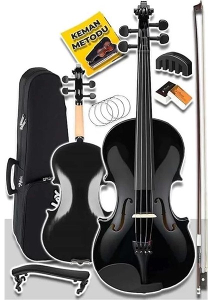 HGA24BK-TYS Siyah 1/2 Yarım Keman Seti 8-10 Yaş Kemanı (Yastık Reçine Çanta Tel
