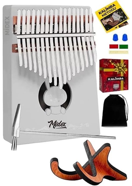 KLX-550-PAK Beyaz Renk Gerçek Ağaç Kalimba 17 Tuşlu Full Set