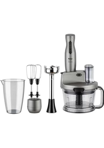 Mr Chef Quadro Blender Seti, 5 Fonksiyon, 1000 W, Paslanmaz Çelik Bıçak, Silver Stone