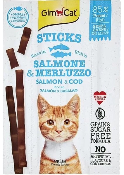 Sticks Somon & Atlantik Morina Tahilsiz Ödül Çubukları 4'lü 20GR