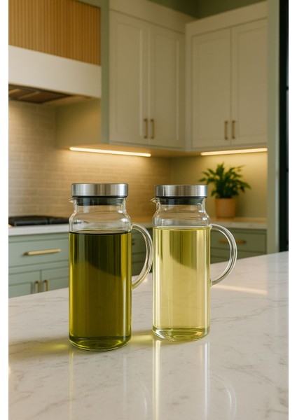 2’li Metal Kapaklı 1500 ml Büyük Boy Yağdanlık Set Ayçiçek Yağı Zeytin Yağı Set Düz Model fiyatları