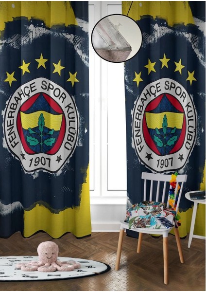 Fenerbahçe ~ Taraftar Desenli Yıkanabilir Fon Perde | 2 Kanat Dijital Baskı