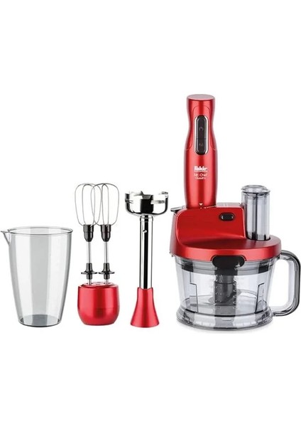 Mr Chef Quadro Blender Set , 1500 ml & 900 ml Hazne, Paslanmaz Çelik Bıçak, 1000 W, Rouge
