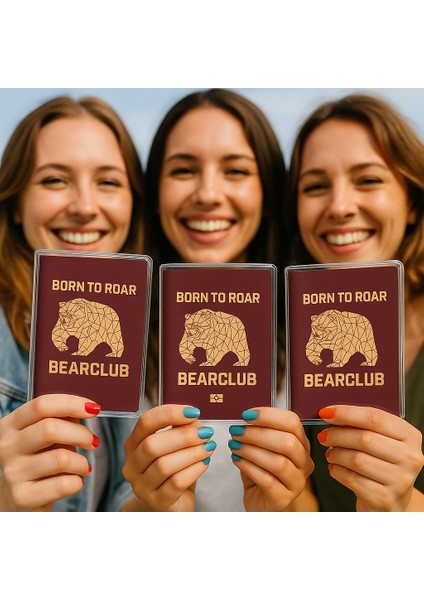 1 Adet Universal Bear Club Baskılı Pasaport Kılıfı Şeffaf Su Geçirmeyen Pvc Pasaport Koruma Kabı modelleri