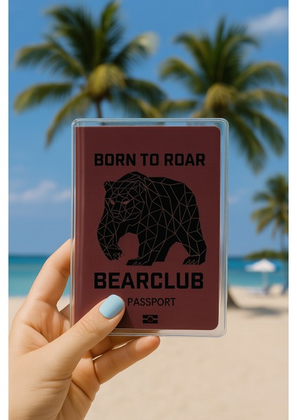 1 Adet Universal Bear Club Baskılı Pasaport Kılıfı Şeffaf Su Geçirmeyen Pvc Pasaport Koruma Kabı