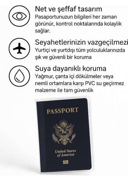 1 Adet Universal Bear Club Baskılı Pasaport Kılıfı Şeffaf Su Geçirmeyen Pvc Pasaport Koruma Kabı indirimleri