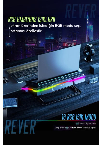 Gaming Laptop Notebook Soğutucu Stand Telefon Tutucu Stant 2200RPM Rgb Işıklı LED Display fiyatları