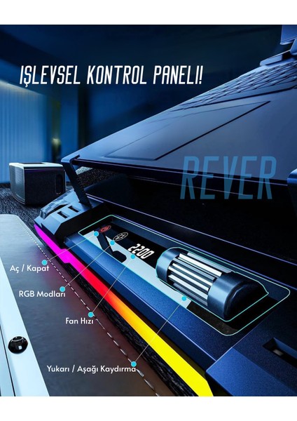 Gaming Laptop Notebook Soğutucu Stand Telefon Tutucu Stant 2200RPM Rgb Işıklı LED Display indirimleri