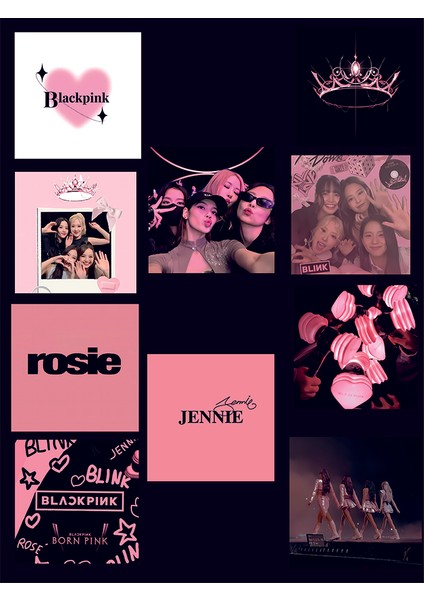 10 Parça 5x5 Boyutunda Black Pink Sticker Seti