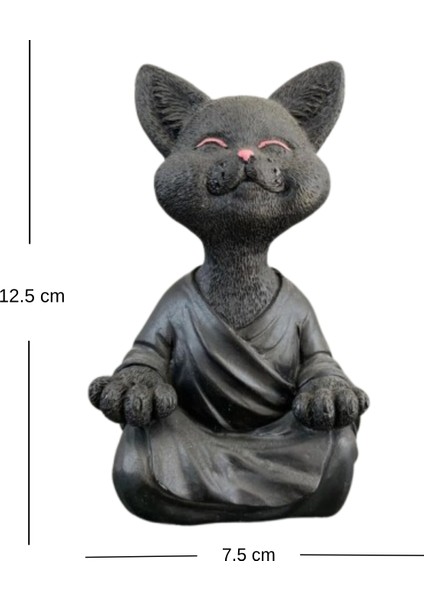 Zen Kedi – Meditasyon Pozunda Dekoratif Biblo Heykel (12.5 x 7.5 Cm) fiyatları