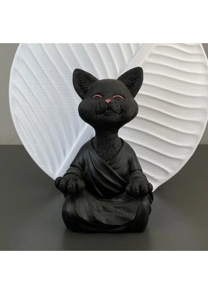 Zen Kedi – Meditasyon Pozunda Dekoratif Biblo Heykel (12.5 x 7.5 Cm) modelleri