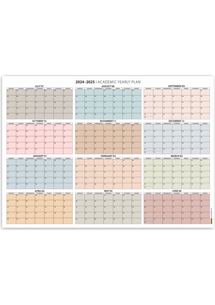 2025 - 2026 Akademik Duvar Takvimi, Temmuz Başlangıçlı, 2025 - 2026 Academic Wall Calendar fiyatları