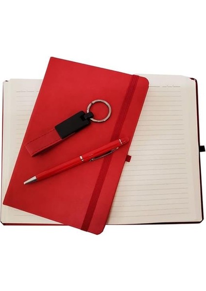 Kırmızı Defter Kalem ve Anahtarlık Seti