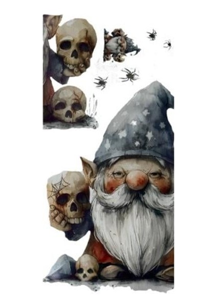 Gotik Cüce ve Kafatası Duvar Sticker Seti