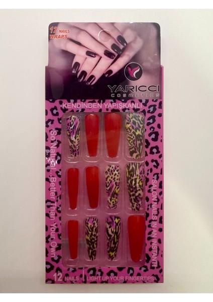 12 Adet Renkli Desenli Takma Tırnak