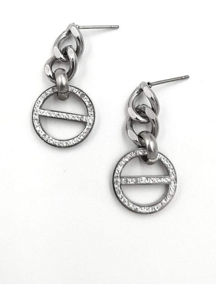 Gümüş Renk Figürlü Çelik Küpe