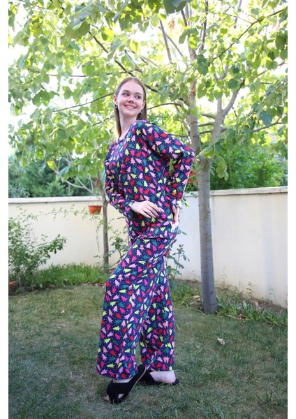 Kadın Penye Bol Paça Pijama Takım 4123 modelleri