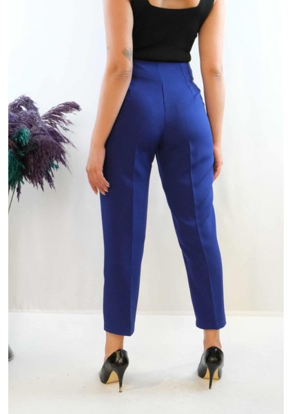 Yüksek Bel Pantolon Saks modelleri