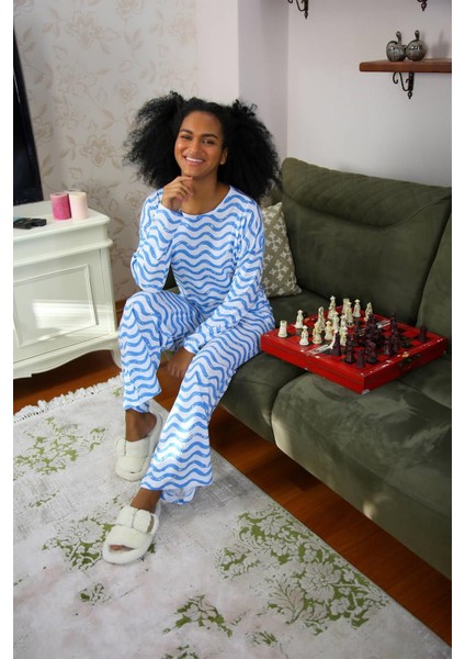 Kadın Penye Bol Paça Pijama Takım 4122 modelleri