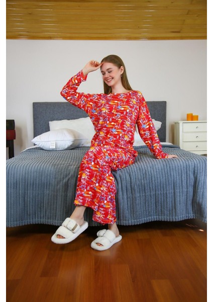 Kadın Penye Bol Paça Pijama Takım 4127 indirimleri