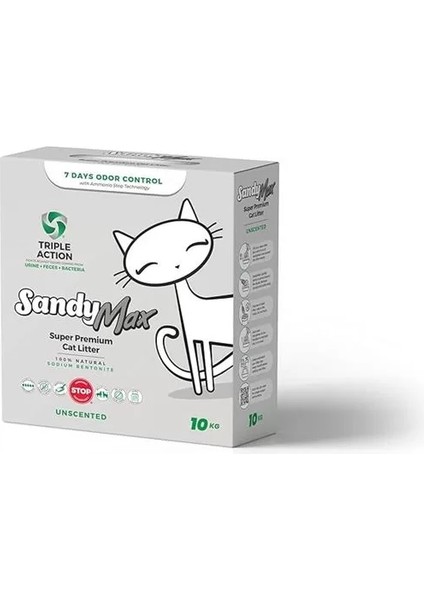 Sandy Max Super Premium Aktif Karbonlu Topaklanan Kokusuz Kumu 10KG