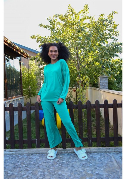 Kadın Penye Bol Paça Pijama Takım 4124