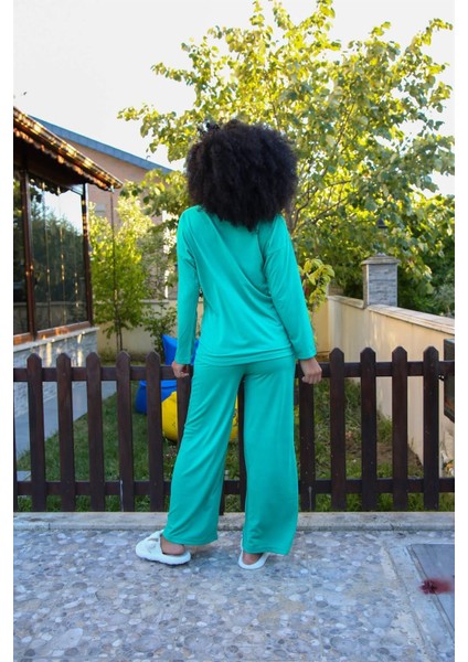 Kadın Penye Bol Paça Pijama Takım 4124 modelleri