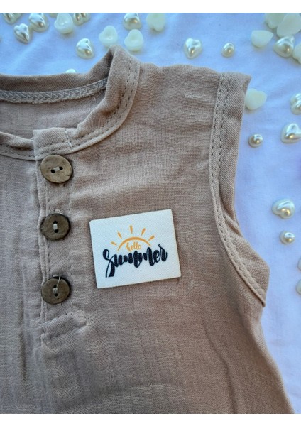 %100 Pamuk Müslin Yazlık Bebek Tulum & Düğmeli Kolsuz Romper (Hello Summer Etiketli)